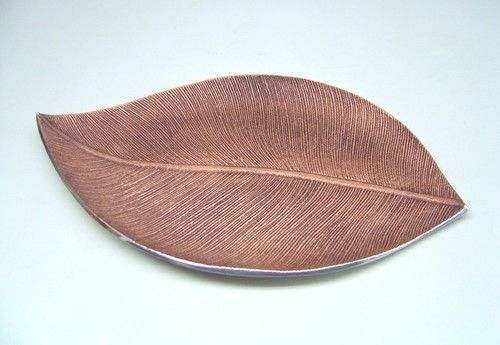 Aluminium Leaf Platter Bronze Ribs Shiny