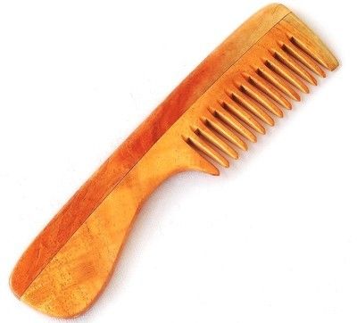 Natural Wooden Neem Comb - Handle Type