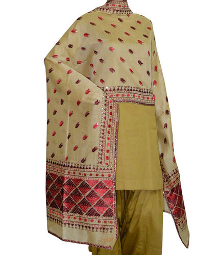 Beige Super Chanderi Phulkari Dupatta