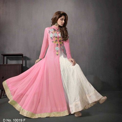  बॉलीवुड डिजाइनर गुलाबी रंग की जॉर्जेट डिजाइनर ड्रेस