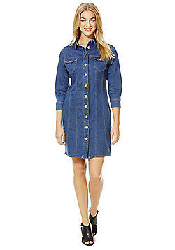 Contrast Stitch Denim Shirt Dress