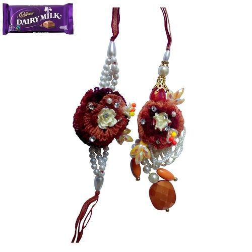 Cotton Small Beads Multi Colored Design Beads Bhaiya Bhabhi Rakhi