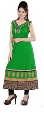 Black Fabdeal Green Colored Cotton Printed Kurti