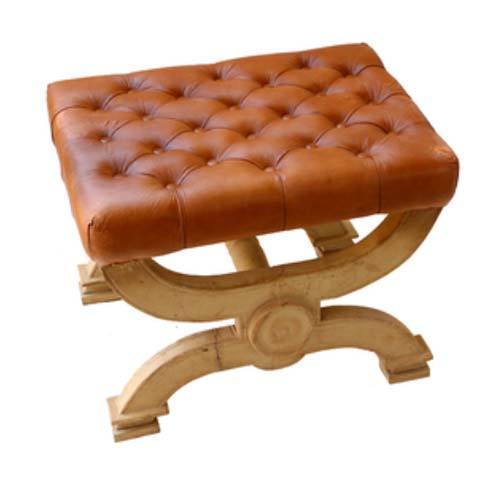 Leather & Glass Stool