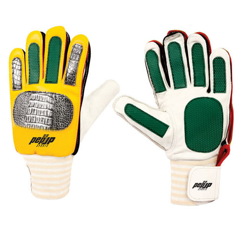 सॉकर गोल कीपर पीले और सफेद दस्ताने