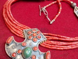 Fine Coral On Silver Necklace