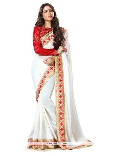 Magnetize Georgette Off White Traditional Saree