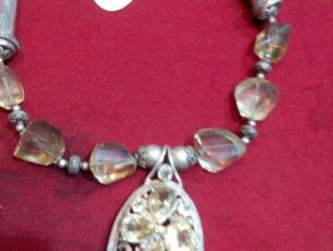 Topaz Cut Stone With Silver Necklace