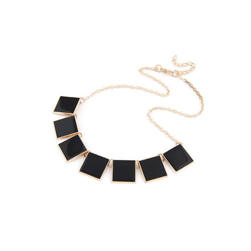 Alloy Black Statement Bib Choker Necklace