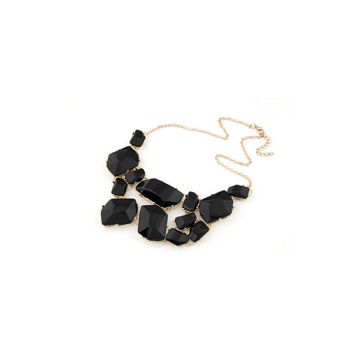 Alloy Statement Black Choker Collar Bib Necklace