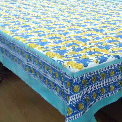 Blue Chinar Open Hand Block Printed Tablecloths