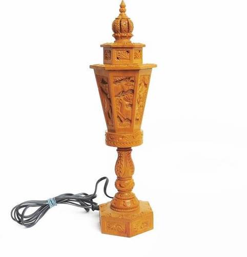 Wood Carved Decorative Lamp with Animal Patterns