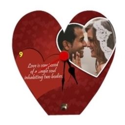 Wooden Photo Clock Heart Shape