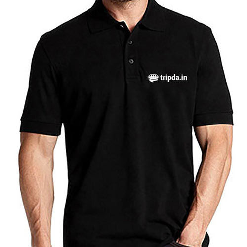 Men'S Black Embroidered Polo T Shirt