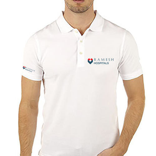 White Embroidered Polo T Shirt