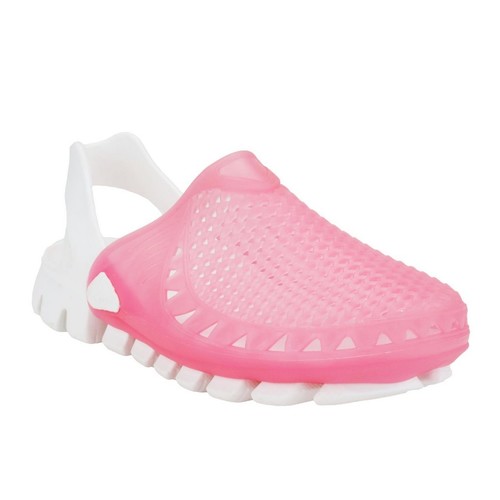 महिलाओं के लिए सफेद और गुलाबी पंख वाला हल्का चप्पल