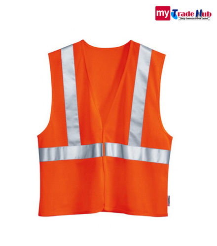 Orange Net Type Safety Jacket With 1 inch Reflective Tape