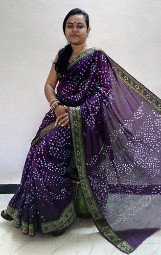 Any Purple Bandhni Silk Saree