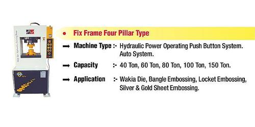 Silver Jewellery Fix Frame Four Pillar Type Hydraulic Press