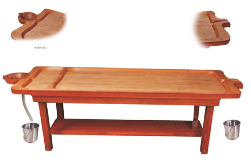  लकड़ी की पारंपरिक मालिश सह शिरोधारा टेबल 