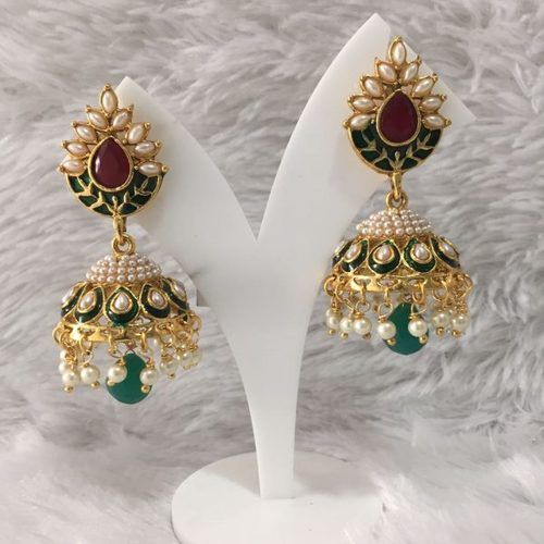 Rajasthani Traditions Studded Pearl Cluster Jhumki Earrings