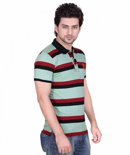 Stripped Polo T Shirt