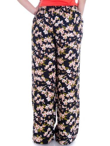 Viscose Black Floral Printed Elasticated Side Pocket Palazzo Pyjama