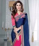 Pink and Blue Color Designer Sarees (WA0030)