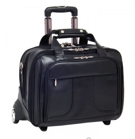 Black Leather Trolley Bag