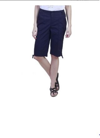 Womens Blue Ruched Leg Skimmer Shorts