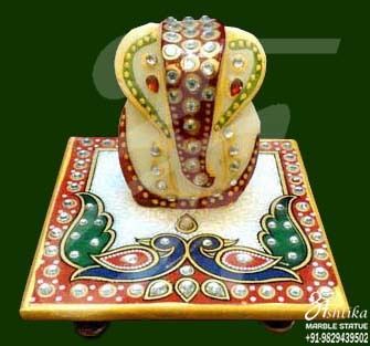 Marble Chowki Ganesh Statue