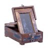 Antique Wooden Mirror Box Vanity Box - Wood, 10x8x5 inches, Brown, Glass Mirror, Latch & Handle, Vintage Design