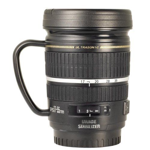 Camera Lens Shaped Handle Mug Black