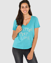 Blue Women's T Shirt with Message