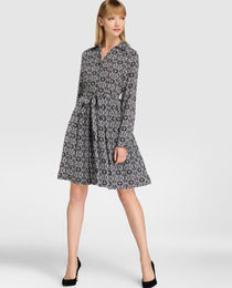 Women'S Full Sleeve Dress With Print And Belt