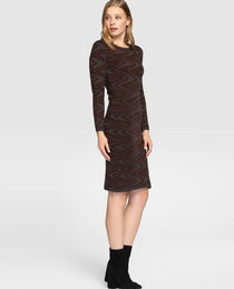 Women's Full Sleeve Knit Dress With Zigzag Print