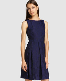 Women's Short Dress Navy Blue with Relief