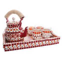 Red Mosaic Tea Set