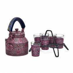 Tea Kettle With Six Glasses And Stand Pink Passion