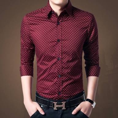 Full Sleeves Mens Dotted Shirt