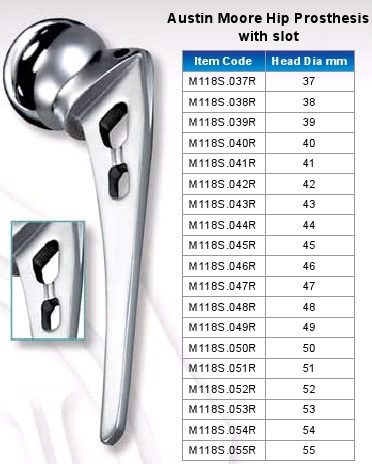 Austin Moore Hip Prosthesis with Slot