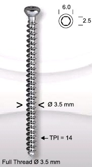 Cancellous Large Bone Screw Full Thread 3.5 mm