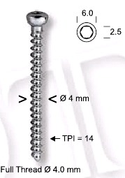 Cancellous Large Bone Screw Full Thread 4.0 mm