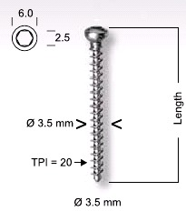 Cortical Small Bone Screw 3.5 mm