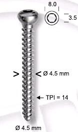 Cortical Small Bone Screw 4.5 mm