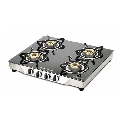 Bajaj CGX 4M - Stainless Steel and Toughened Glass Design | 4 Burner System, 360 Degree Swivel Nozzle, 2 Years Product Warranty, 5 Years Burner Warranty, Durable Aluminum Mixing Tube