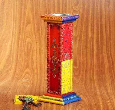Polychromatic Wooden Candle Holder Large