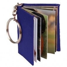 Photo Book Album Key Chain With Silk Cover Pad Blue