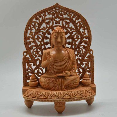 White Wood Back Jali Buddha