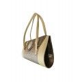 Elegant Handbag with Curvy Beaded Flap Gold Ladies Hand Bag